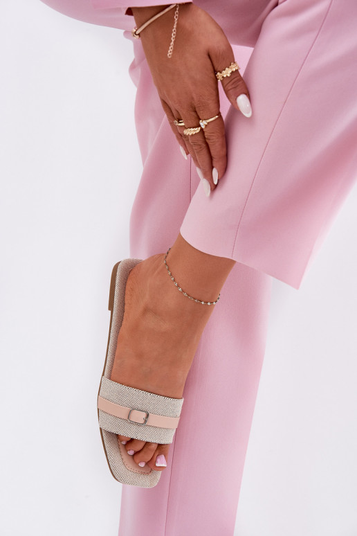 gleichschenklig Damenhausschuhe mit Riemen I mit Schnallen Beige Zilina