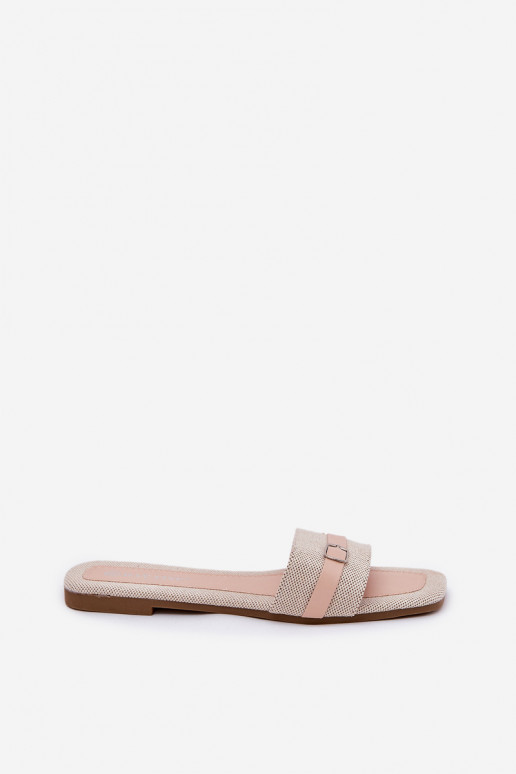 gleichschenklig Damenhausschuhe mit Riemen I mit Schnallen Beige Zilina