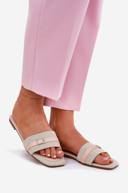 gleichschenklig Damenhausschuhe mit Riemen I mit Schnallen Beige Zilina