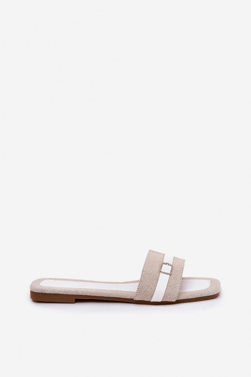 gleichschenklig Damenhausschuhe mit Riemen I mit Schnallen Beige-Zueiße Farbe Zilina