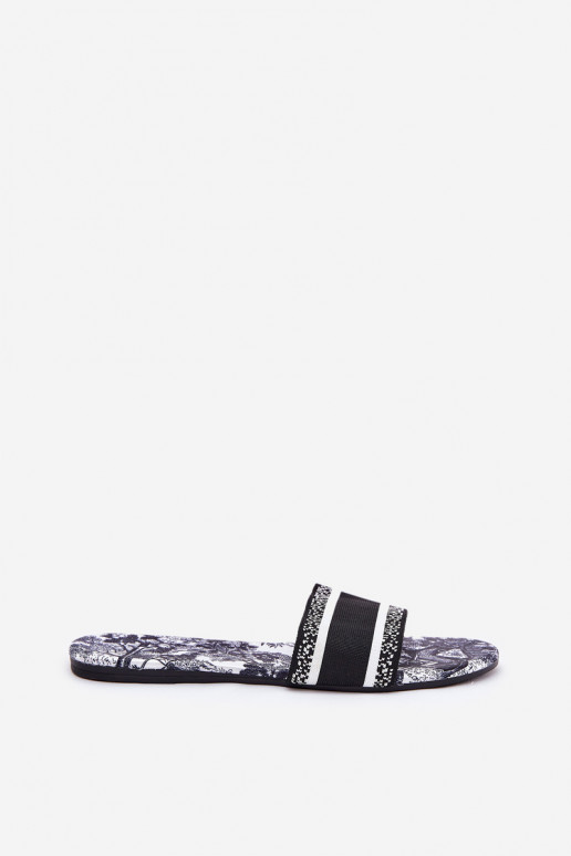 Gemustert gleichschenklig Damenhausschuhe schZuarze Farbe Leysi