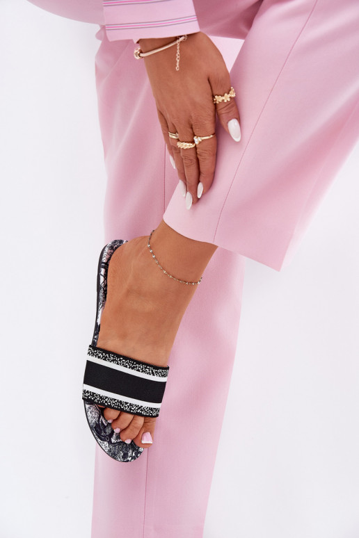 Gemustert gleichschenklig Damenhausschuhe schZuarze Farbe Leysi