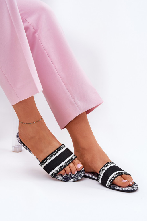 Gemustert gleichschenklig Damenhausschuhe schZuarze Farbe Leysi