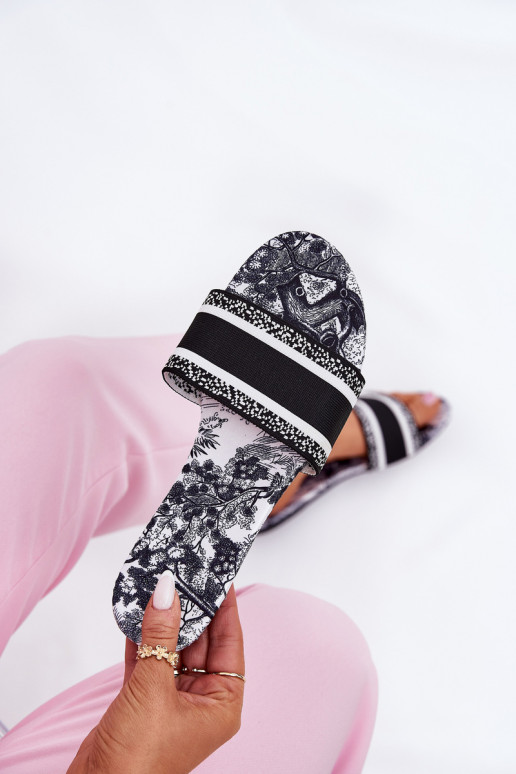 Gemustert gleichschenklig Damenhausschuhe schZuarze Farbe Leysi