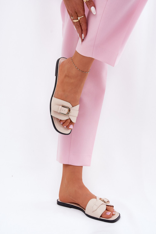 gleichschenklig Damenhausschuhe mit goldenen Schnallen Beige Esiobb gleichschenklig Damenhausschuhe mit goldenen Schnallen Beige Esiobb