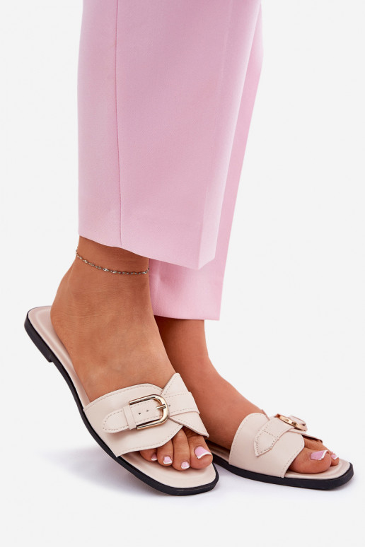 gleichschenklig Damenhausschuhe mit goldenen Schnallen Beige Esiobb gleichschenklig Damenhausschuhe mit goldenen Schnallen Beige Esiobb