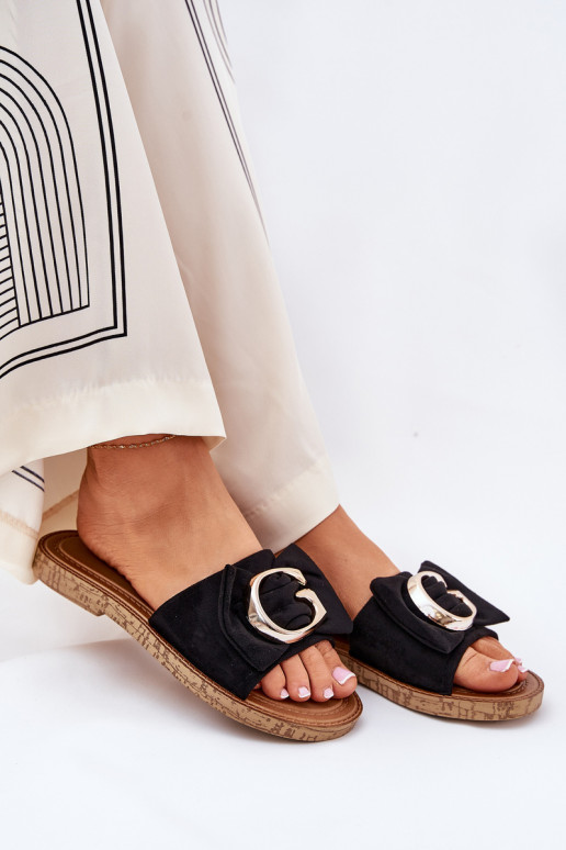 gleichschenklig Damenhausschuhe Mit Dekorationen Detalem schZuarze Farbe Nellodra