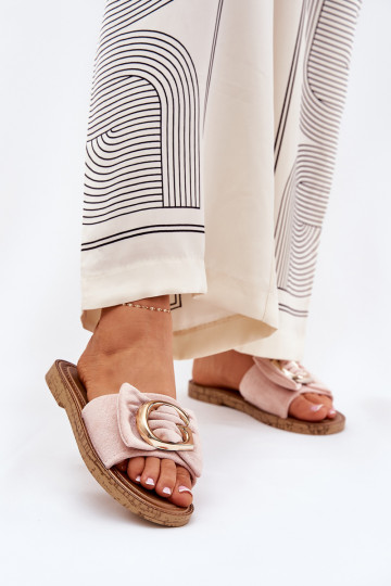 gleichschenklig Damenhausschuhe Mit Dekorationen Detalem pinke Farbe Nellodra