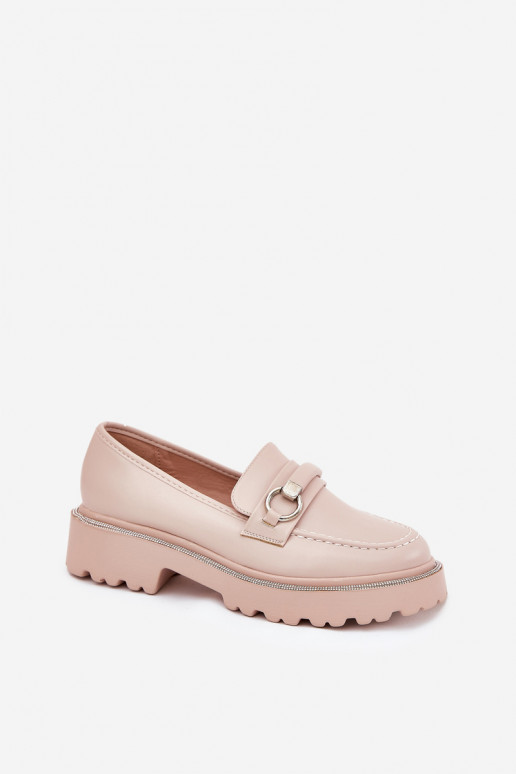 Mokassins für Damen Dekoriert Cyrkoniami Beige Patina Mokassins für Damen Dekoriert Cyrkoniami Beige Patina