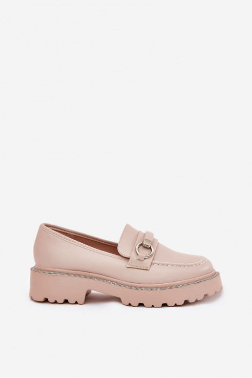 Mokassins für Damen Dekoriert Cyrkoniami Beige Patina Mokassins für Damen Dekoriert Cyrkoniami Beige Patina