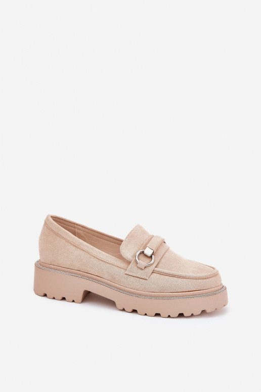 Mokassins für Damen Dekoriert Cyrkoniami Beige Patina Mokassins für Damen Dekoriert Cyrkoniami Beige Patina