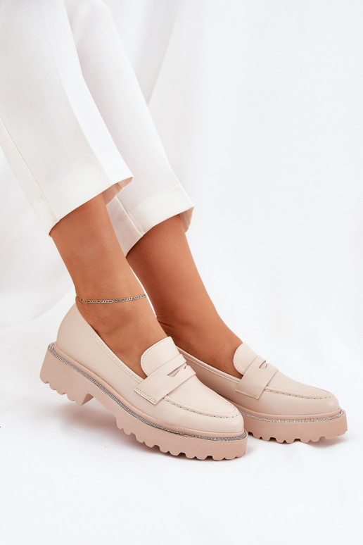 Mokassins für Damen Eko Haut mit blitzenden Augen Beige INilamla