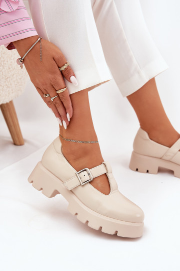 Schuhe Feminin mit Schnallen mit einer Plattform Und flache Absätze Beige Venda