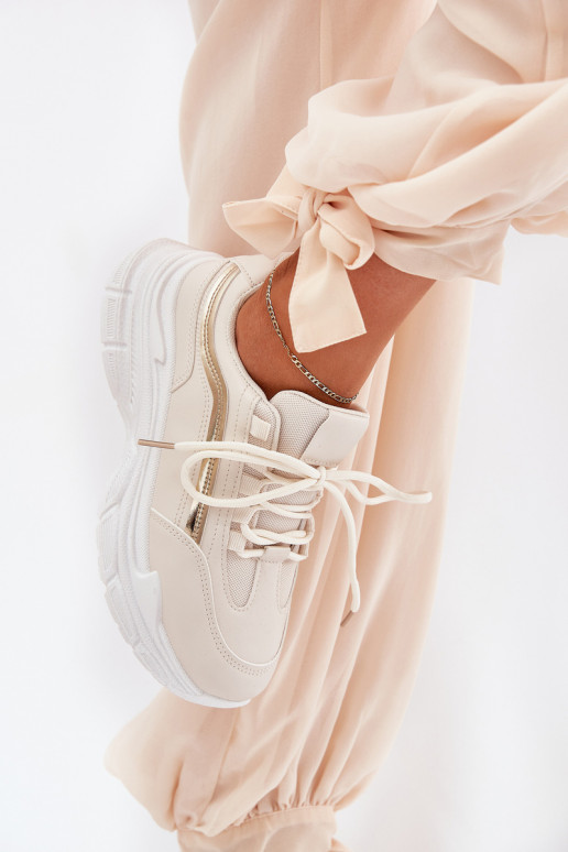 Sneakers Stilvollllschuhe Turnschuhe Feminin Auf dicker Sohle Beige Lerila