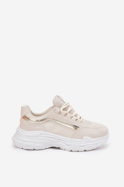 Sneakers Stilvollllschuhe Turnschuhe Feminin Auf dicker Sohle Beige Lerila
