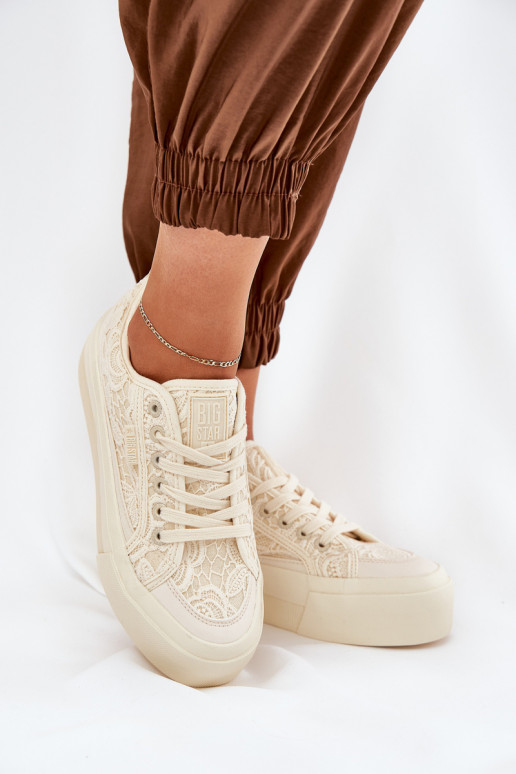mit Spitzenmotiven Freizeitschuhe Big Star RR274746 Beige mit Spitzenmotiven Freizeitschuhe Big Star RR274746 Beige