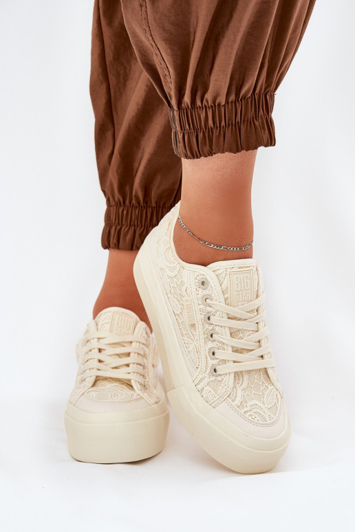 mit Spitzenmotiven Freizeitschuhe Big Star RR274746 Beige mit Spitzenmotiven Freizeitschuhe Big Star RR274746 Beige