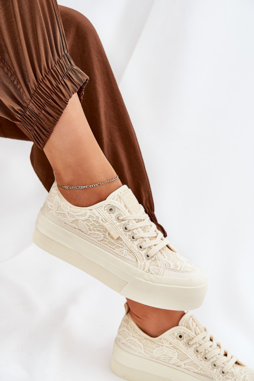 mit Spitzenmotiven Freizeitschuhe Big Star RR274746 Beige mit Spitzenmotiven Freizeitschuhe Big Star RR274746 Beige