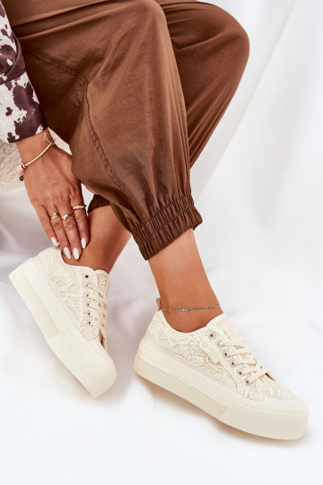 mit Spitzenmotiven Freizeitschuhe Big Star RR274746 Beige