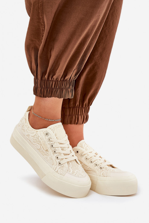 mit Spitzenmotiven Freizeitschuhe Big Star RR274746 Beige mit Spitzenmotiven Freizeitschuhe Big Star RR274746 Beige