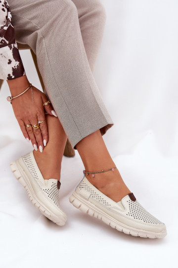 Durchbrochene Ballerinas Aus Ermöglichtturleder Vinceza 95336 Beige