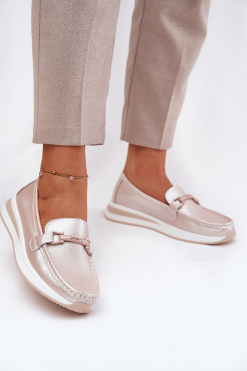 Haut Mokassins für Damen S.Barski GR51-598 rosa Perlenfarbe