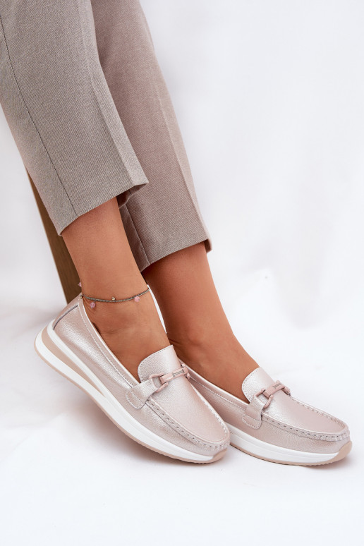 Haut Mokassins für Damen S.Barski GR51-598 rosa Perlenfarbe Haut Mokassins für Damen S.Barski GR51-598 rosa Perlenfarbe