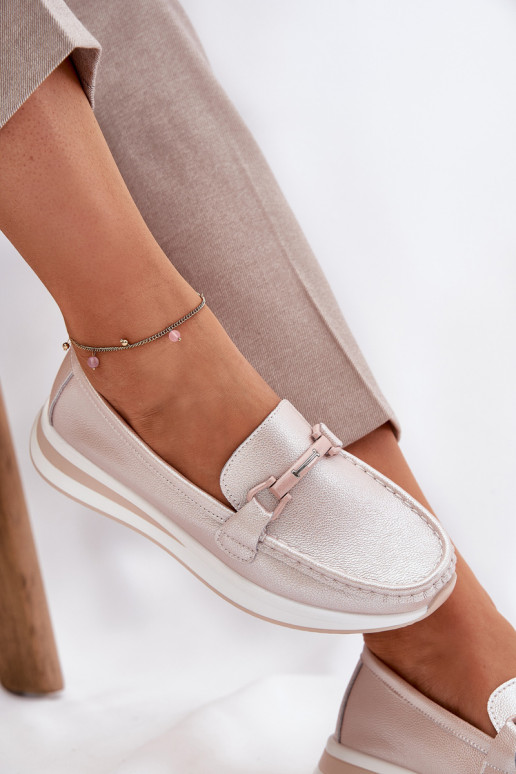 Haut Mokassins für Damen S.Barski GR51-598 rosa Perlenfarbe Haut Mokassins für Damen S.Barski GR51-598 rosa Perlenfarbe