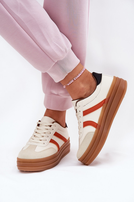 Sneakers Stilvollllschuhe Feminin mit einer Plattform Beige Tolianna Sneakers Stilvollllschuhe Feminin mit einer Plattform Beige Tolianna