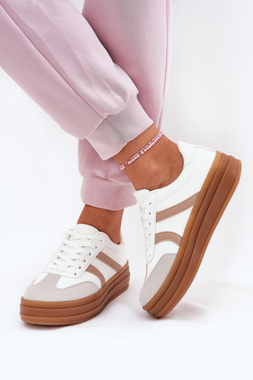 Sneakers Stilvollllschuhe Feminin mit einer Plattform Zueiße Farbe Tolianna