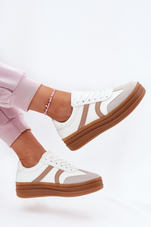 Sneakers Stilvollllschuhe Feminin mit einer Plattform Zueiße Farbe Tolianna