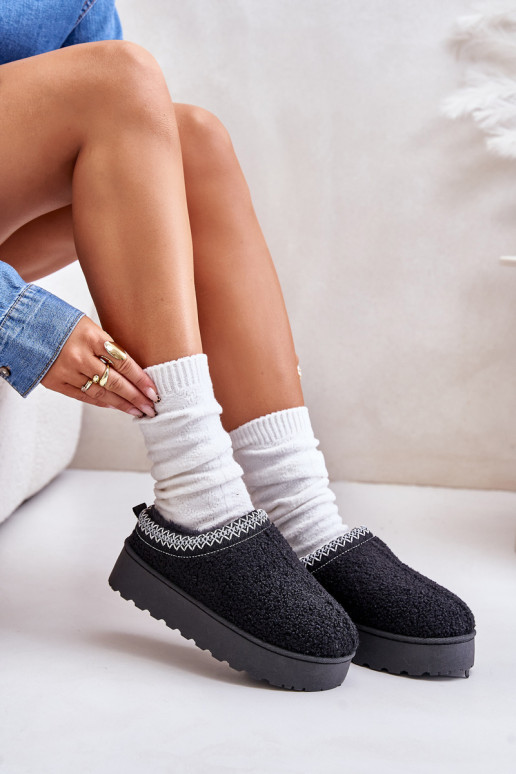 Damen schwarze Plattform-Schneestiefel Damen schwarze Plattform-Schneestiefel