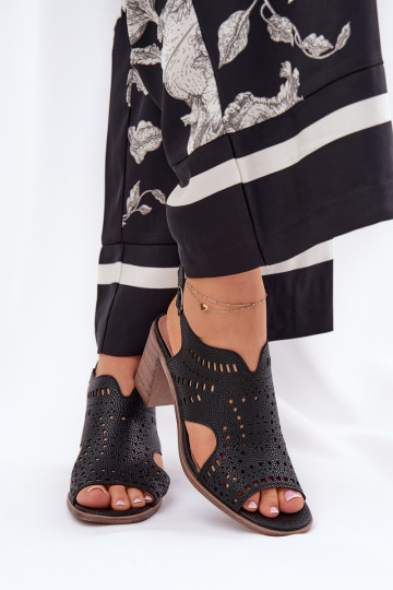 Damen schwarze durchbrochene High Heels Tosine