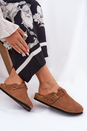 INildlederpantoffeln Verstopfungen Feminin mit Schnallen Big Star RR274A387 braune Farbe