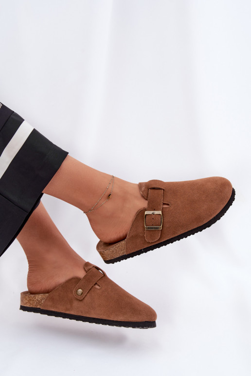 INildlederpantoffeln Verstopfungen Feminin mit Schnallen Big Star RR274A387 braune Farbe