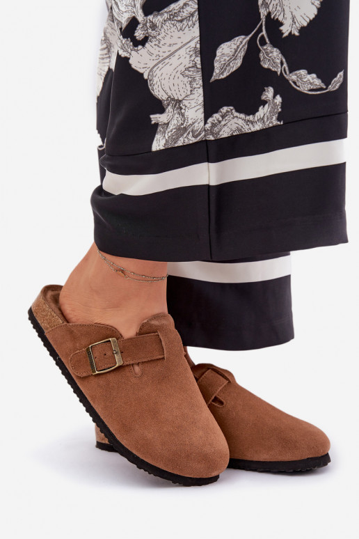 INildlederpantoffeln Verstopfungen Feminin mit Schnallen Big Star RR274A387 braune Farbe