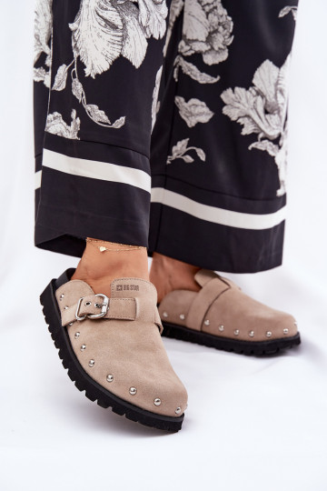 INildlederpantoffeln Verstopfungen Feminin mit einer Plattform Big Star RR274A376 Beige 2