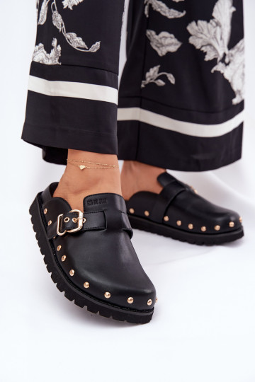 Lederhausschuhe Verstopfungen Feminin mit einer Plattform Big Star RR274A378 schZuarze Farbe