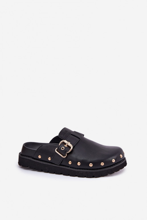 Lederhausschuhe Verstopfungen Feminin mit einer Plattform Big Star RR274A378 schZuarze Farbe Lederhausschuhe Verstopfungen Feminin mit einer Plattform Big Star RR274A378 schZuarze Farbe