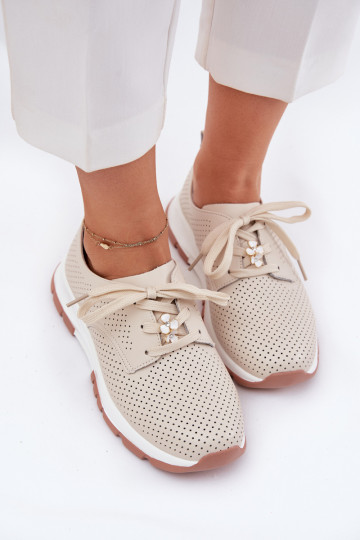 Haut Schuhe Feminin Z Przypinką Artiker 54C1811 Beige