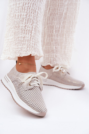 Haut  Schuhe Feminin mit einer Plattform Artiker 56C2113 Beige-goldene Farbe 2