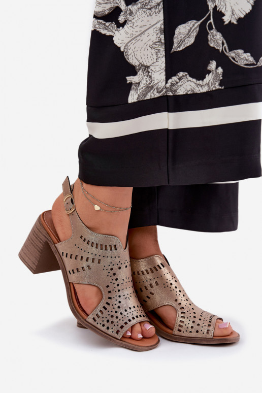 mit durchbrochenen Elementen Damen-Sandalen mit hohen Absätzen goldene Farbe Tosine mit durchbrochenen Elementen Damen-Sandalen mit hohen Absätzen goldene Farbe Tosine