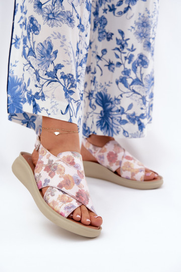 Damen Sandalen aus Kunstleder in verschiedenen Farben mit Blümchen Tosmelia 2