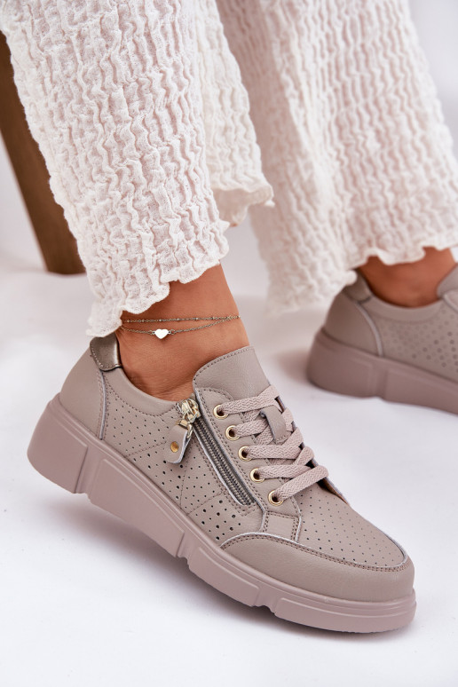 Haut Turnschuhe Sneakers Stilvollllschuhe mit einer Plattform mit Reißverschlüssen Vinceza 88019 Beige Haut Turnschuhe Sneakers Stilvollllschuhe mit einer Plattform mit Reißverschlüssen Vinceza 88019 Beige