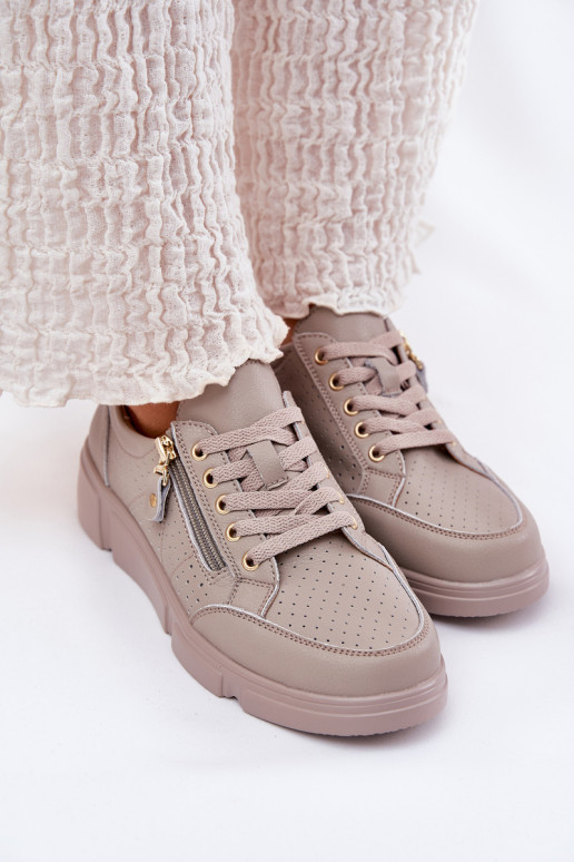 Haut Turnschuhe Sneakers Stilvollllschuhe mit einer Plattform mit Reißverschlüssen Vinceza 88019 Beige Haut Turnschuhe Sneakers Stilvollllschuhe mit einer Plattform mit Reißverschlüssen Vinceza 88019 Beige