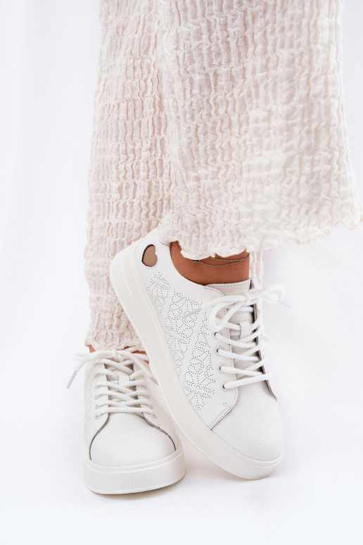 Haut Sneakers Stilvollllschuhe Feminin mit einer Plattform Vinceza 88018 Zueiße Farbe