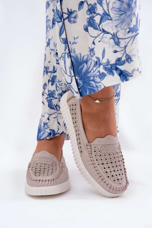 Haut Mokassins für Damen mit durchbrochenen Elementen Vinceza 88028 Beige Haut Mokassins für Damen mit durchbrochenen Elementen Vinceza 88028 Beige