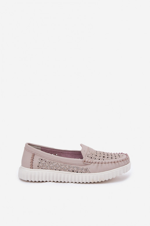 Haut Mokassins für Damen mit durchbrochenen Elementen Vinceza 88028 Beige Haut Mokassins für Damen mit durchbrochenen Elementen Vinceza 88028 Beige