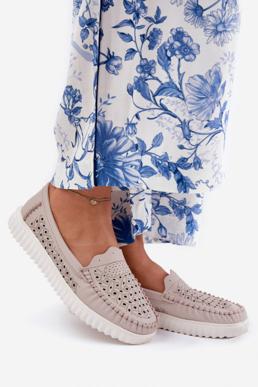 Haut Mokassins für Damen mit durchbrochenen Elementen Vinceza 88028 Beige Haut Mokassins für Damen mit durchbrochenen Elementen Vinceza 88028 Beige