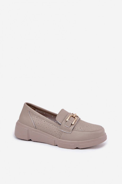 Mokassins für Damen Haut Ze goldene Farbem Detalem Vinceza 88007 Beige Mokassins für Damen Haut Ze goldene Farbem Detalem Vinceza 88007 Beige